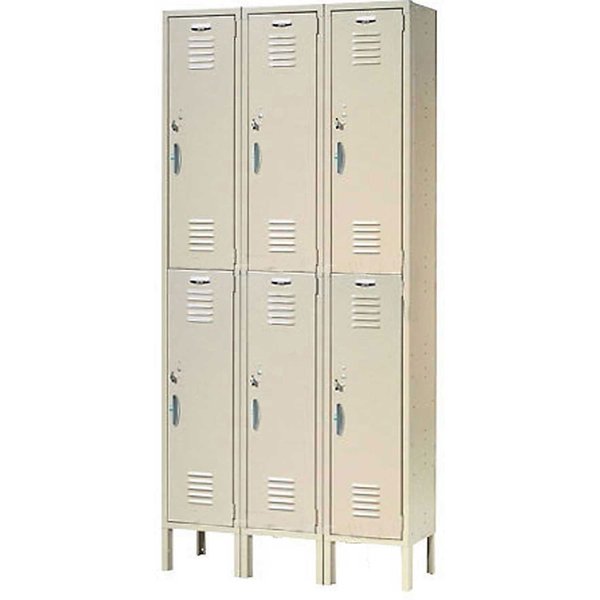 Global Industrial Double Tier Locker, 12x18x36, 6 Door Unassembled, Tan 652049TN